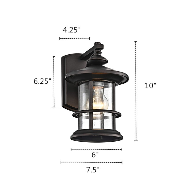 MICSIU Oil Rubbed Bronze Outdoor Wall Light 2 Pack, Clear Seedy Glass Exterior Wall Sconce Light Fixture, 10 Inch Metal Outdoor Porch Lights for House, Front Porch, Patio, Backyard - Image 2